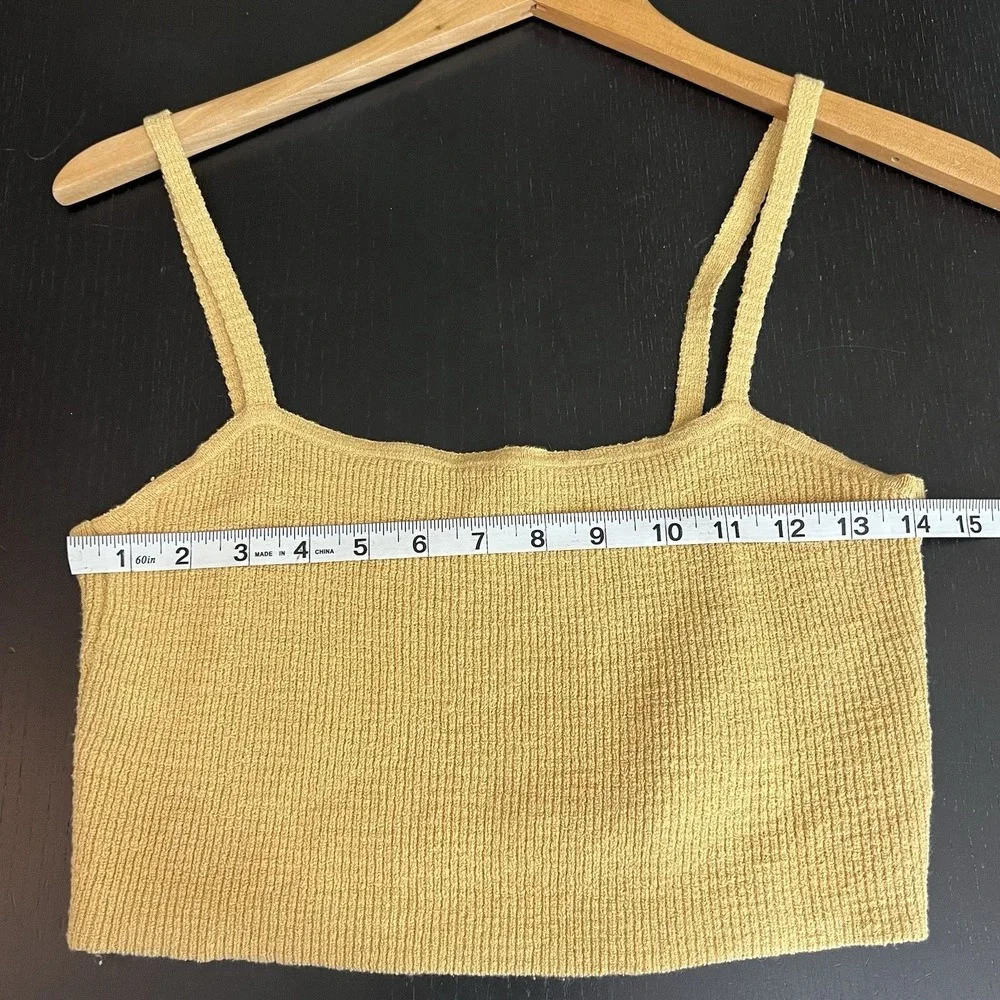 Madewell‎ Halstead Square-Neck Sweater Tank Sz Medium Dusty Yellow Strap Cropped